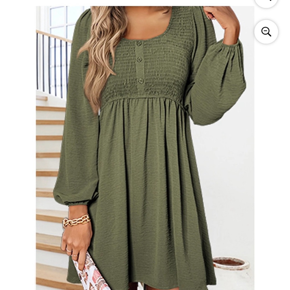 A line smocked mini fresh army green size large